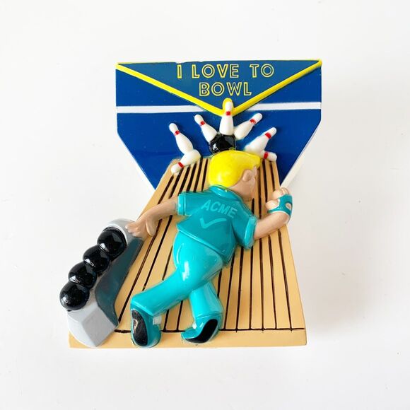 Acme I Love To Bowl Refrigerator Magnet Clip Sound Bowling Vintage - Picture 1 of 5